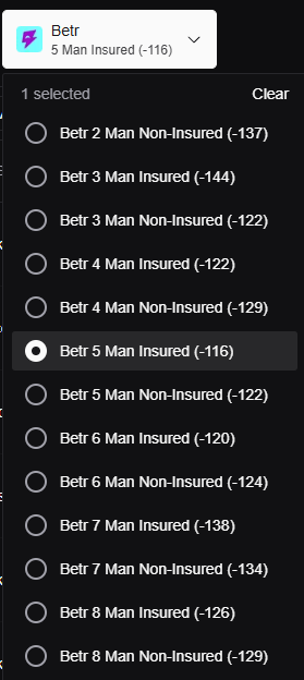 Betr Parlay Type Selector